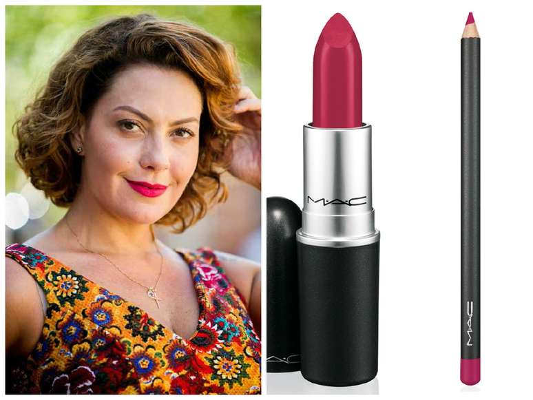 Em terceiro lugar, o batom rosa da Paulucha (Fabíula Nascimento), de I Love Paraisópolis. É uma combinação do batom All Fired Up e do lápis labial Chic Trick, ambos da M.A.C. Preço: R$ 66 (cada). Informações: 0800-8921695