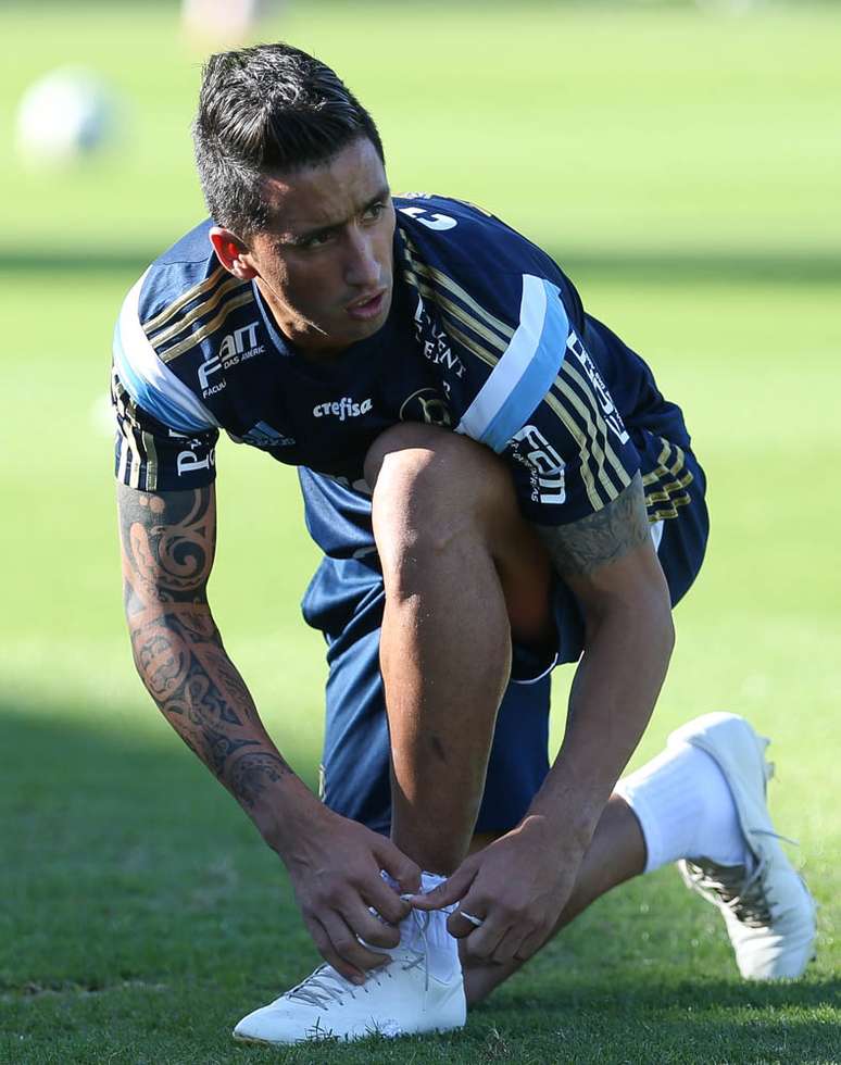 Lucas Barrios treinou, mas ainda não tem condições de estrear pelo Palmeiras