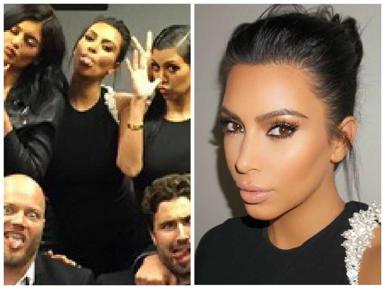 Kim Kardashian escolheu longo preto com pérolas bordadas em um dos ombros, assinado pelo estilista Alexandre Vauthier