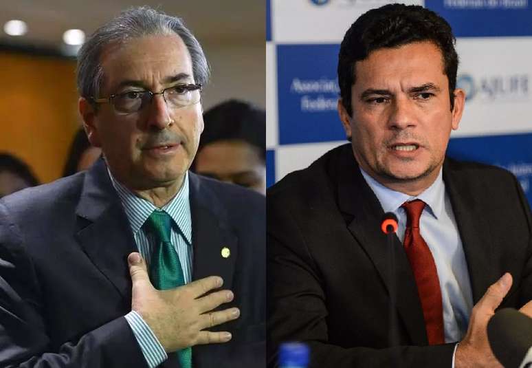 Sérgio Moro (direita) rebateu hoje, por meio de nota, as acusações de Eduardo Cunha (esquerda)