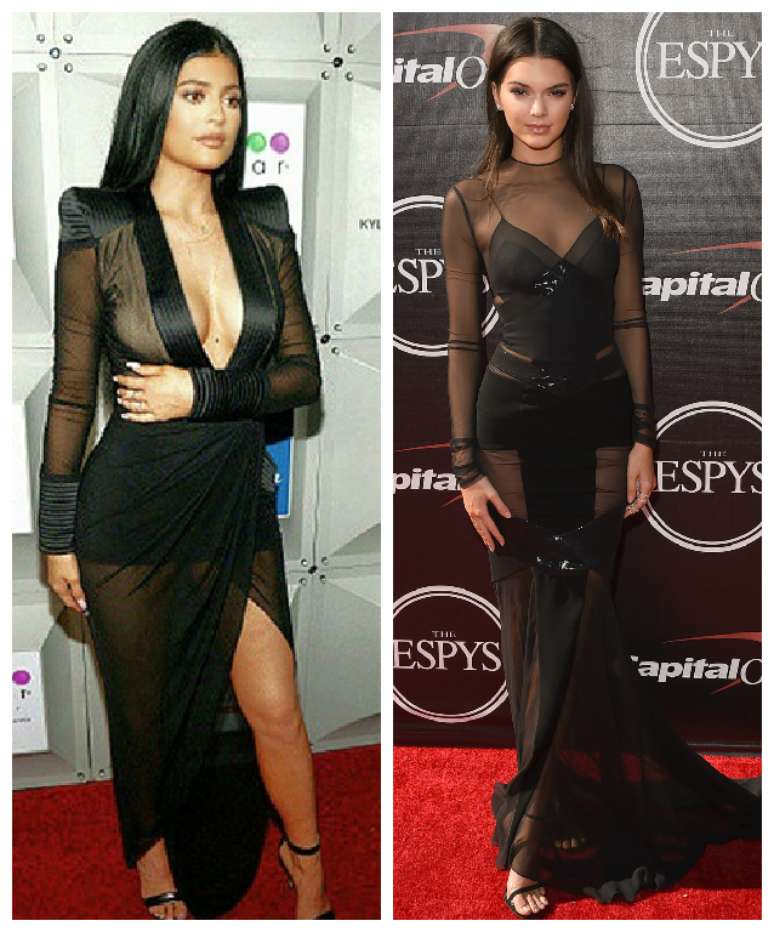 A transparência aparece nos dois modelos, mas Kylie (esquerda) tem apelo mais sensual