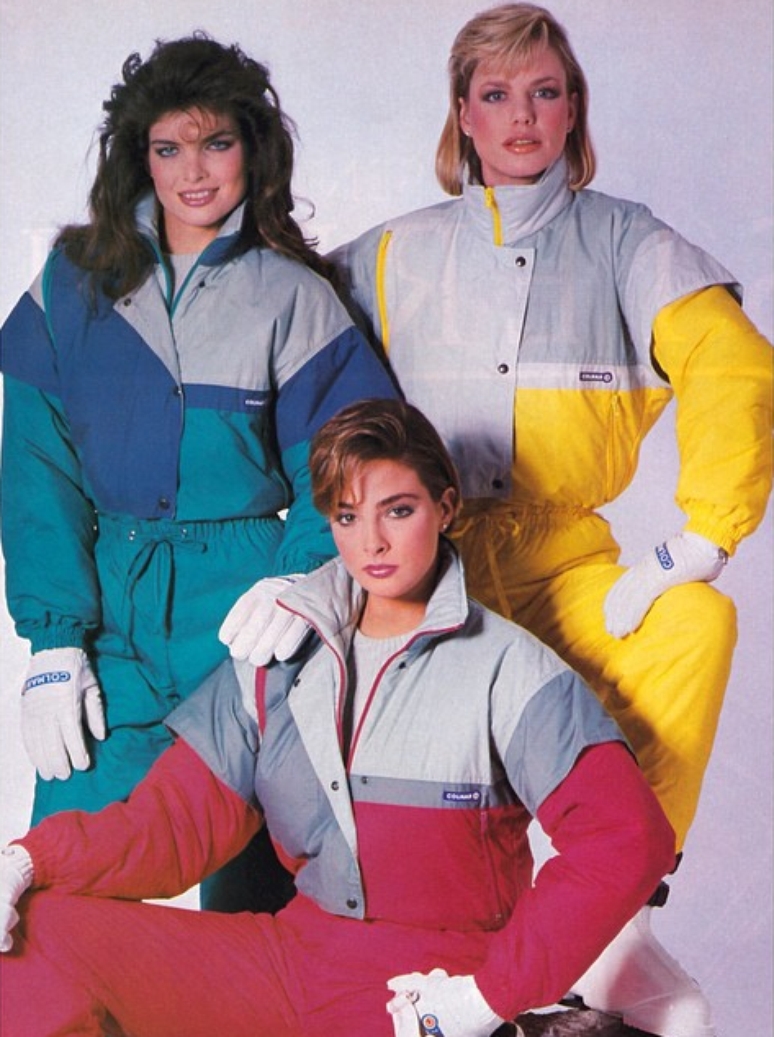 Macacão colorido, acredite, era moda nos anos 80