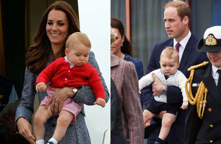 Shorts, sapatos escuros com meia, camiseta polo e casaquinhos leves são sempre as escolhas de Kate para o filho