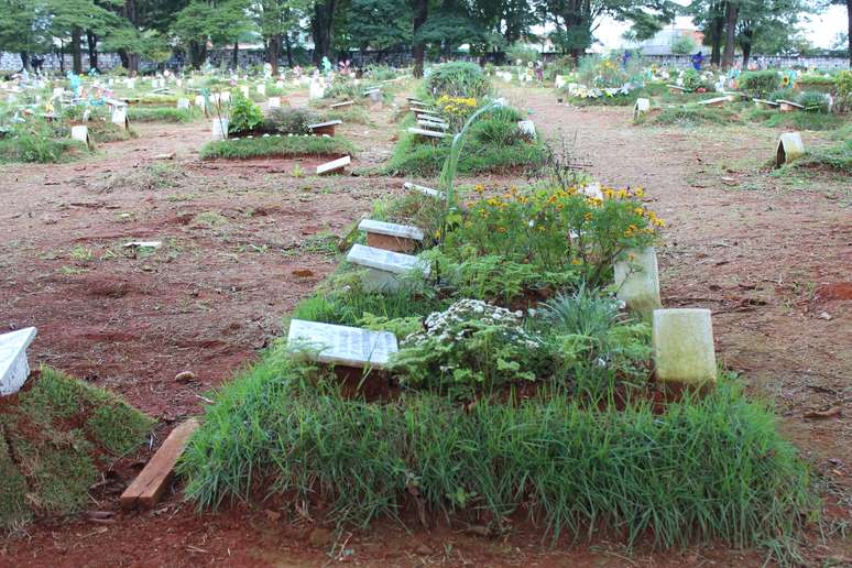 Sepulturas no cemitério da Vila Formosa