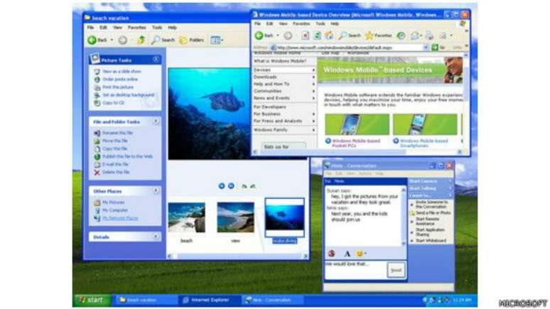Windows XP tinha um aspecto e aparência redesenhado e tinha versões em 25 idiomas. Converteu-se em um dos produtos da Microsoft mais vendidos nos anos seguintes.