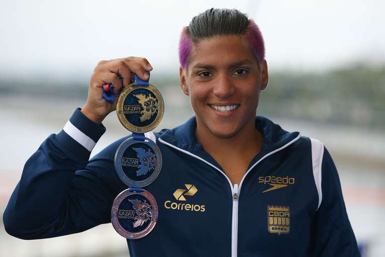 Ana Marcela Cunha conquistou três medalhas no último Mundial de Esportes Aquáticos, na Rússia