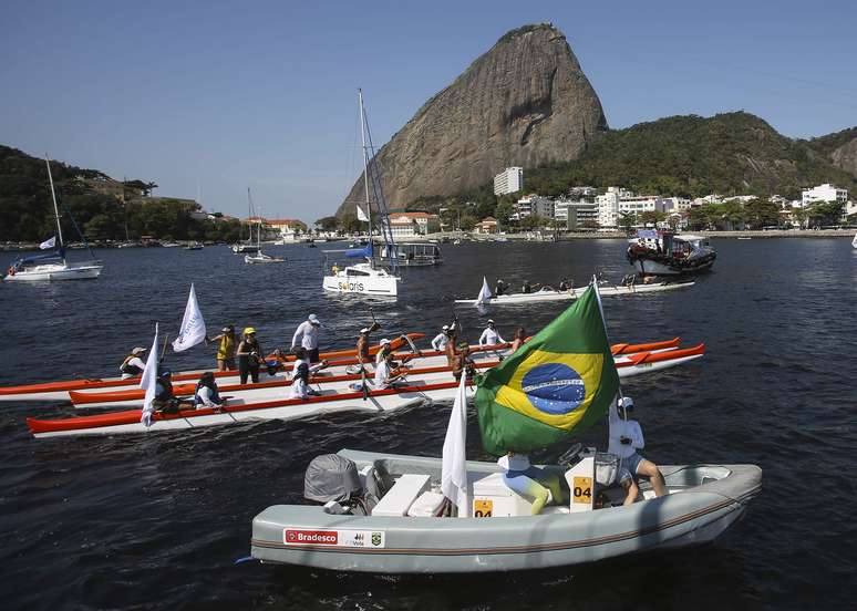 Medalhista em Pequim 2008, Isabel Swan participou do ato em favor da despolui&ccedil;&atilde;o