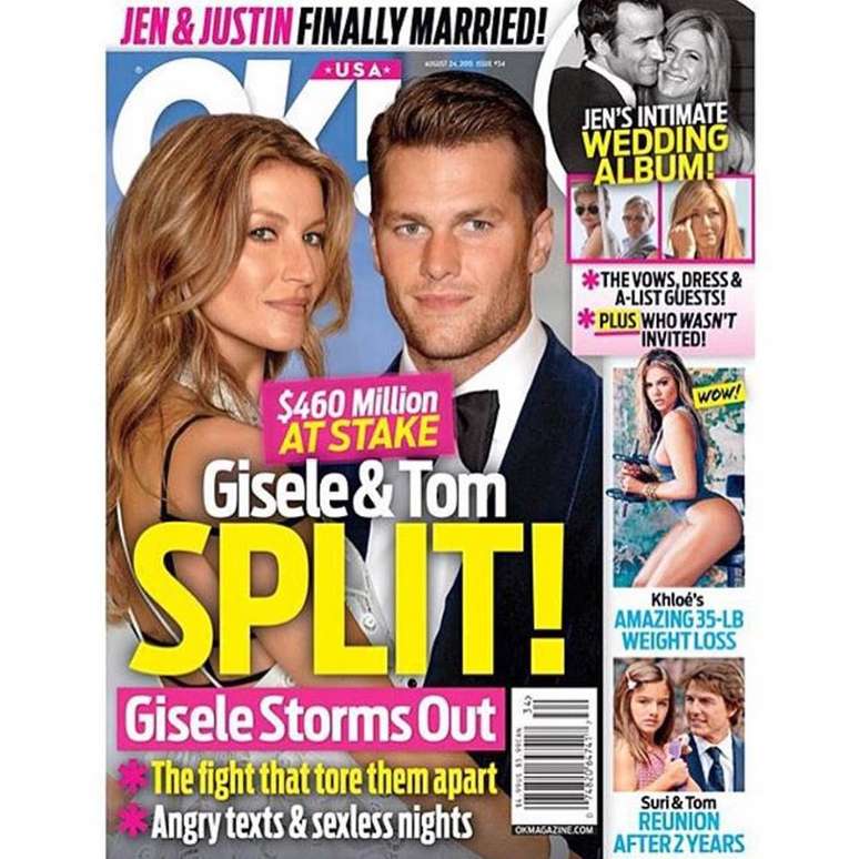 Gisele Bündchen e Tom Brady estariam se separando, diz revista