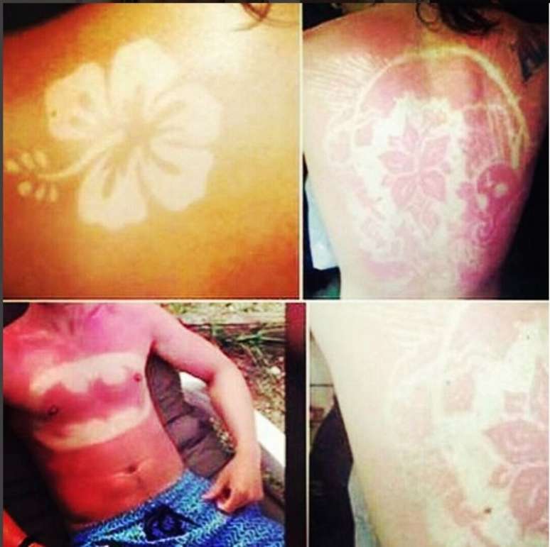 Grupo de tatuagens adquiridas por meio da Sunburn Art 