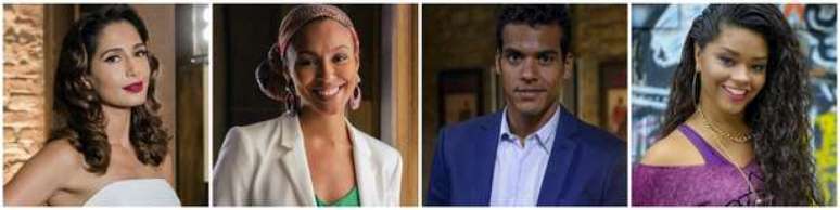 Regina, Paula, Ivan e Valeska: forte presen&ccedil;a negra na novela (Fotos: Divulga&ccedil;&atilde;o/TV Globo)