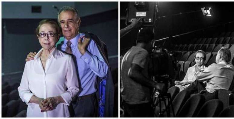 A atriz e o apresentador Roberto D&acute;Avila na grava&ccedil;&atilde;o para GloboNews (Foto: Divulga&ccedil;&atilde;o/TV Globo)