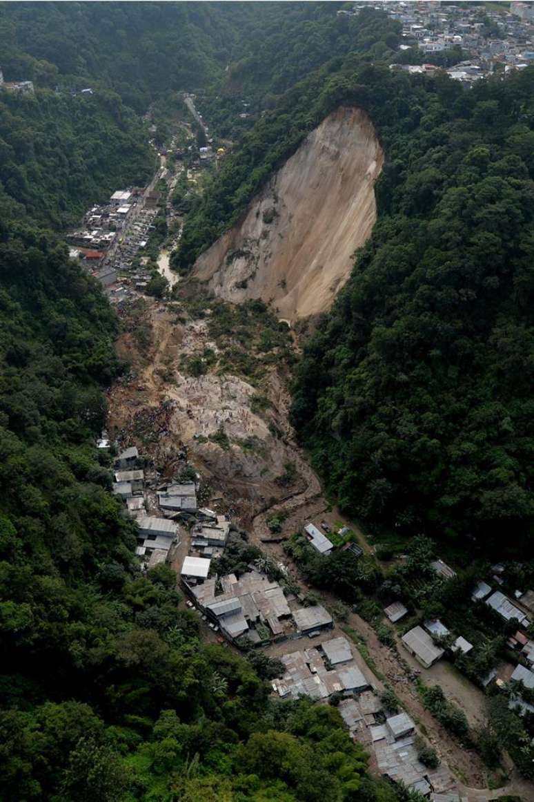 Imagem aérea da região afetada