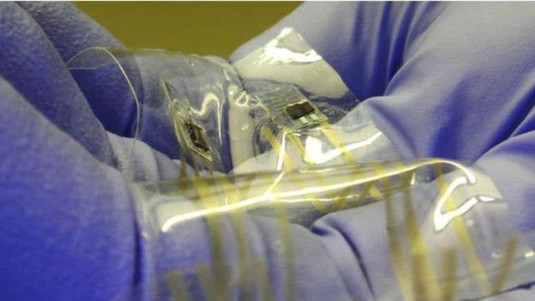 Os sensores s&atilde;o flex&iacute;veis, podem ser dobrados e esticados