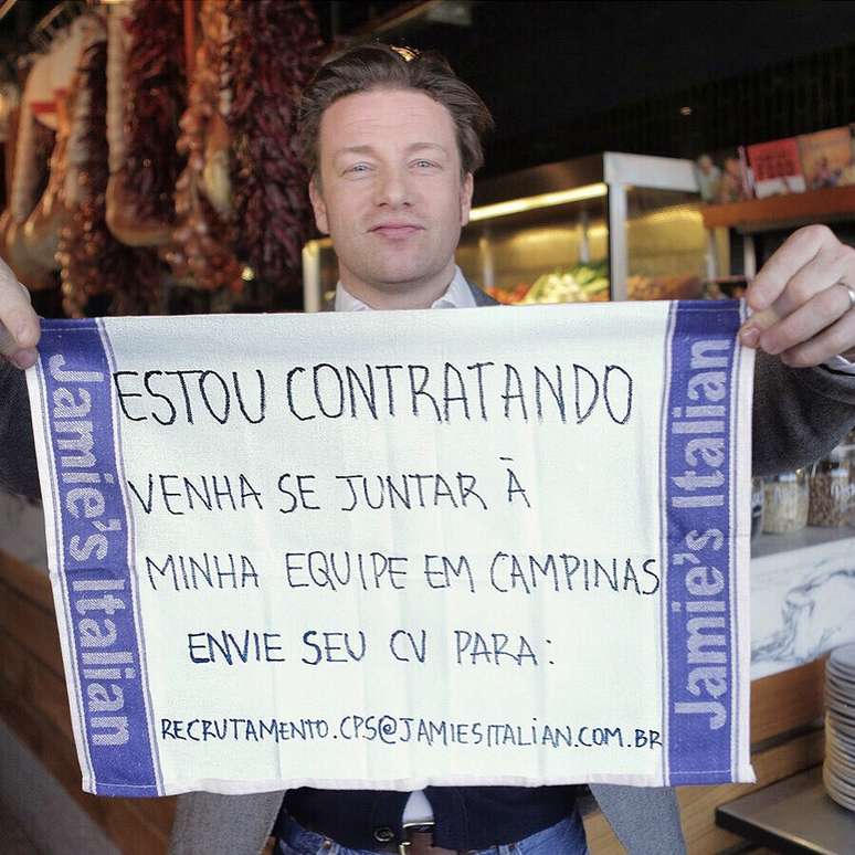 Jamie Oliver está recrutando funcionários para trabalhar em seu novo restaurante no Brasil