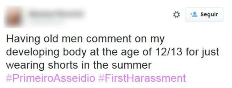 "Homens mais velhos comentavam sobre corpo de 12/13 anos em desenvolvimento s&oacute; porque eu usava shorts no ver&atilde;o"