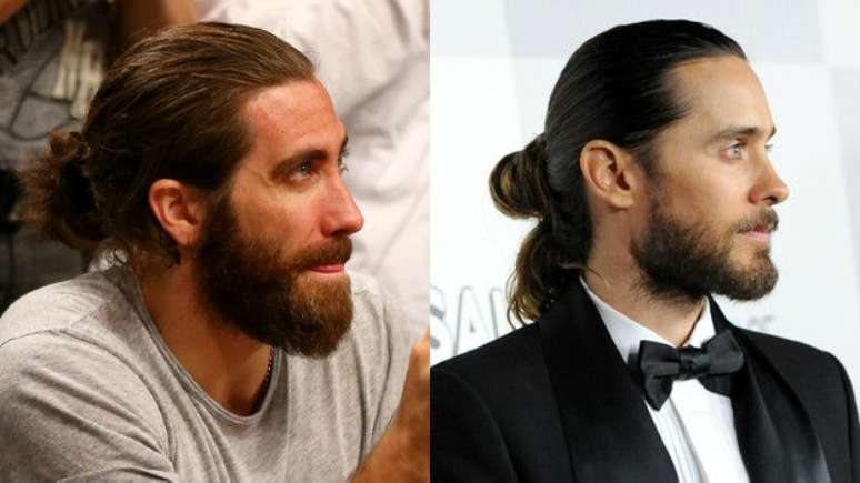 Atores americanos Jake Gyllenhaal e Jared Leto são alguns que entraram na moda do coque masculino