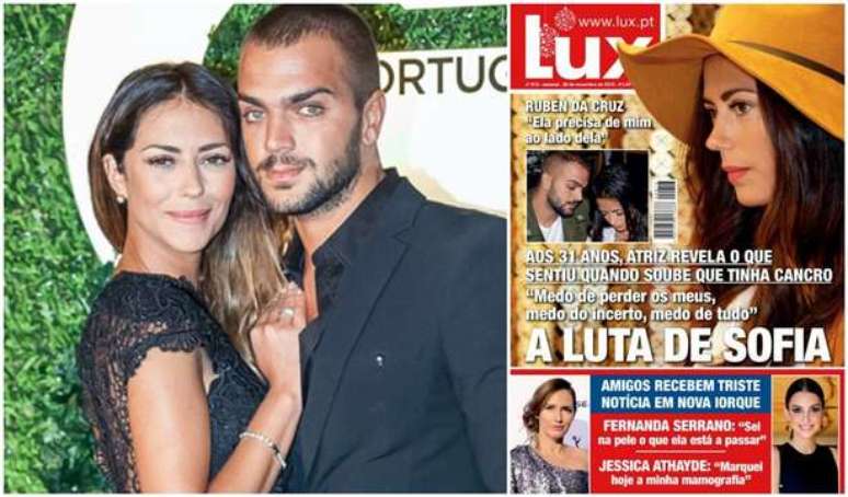 Sofia e o ex-namorado Ruben e a repercussão numa das principais revistas de Portugal (Fotos: Divulgação)