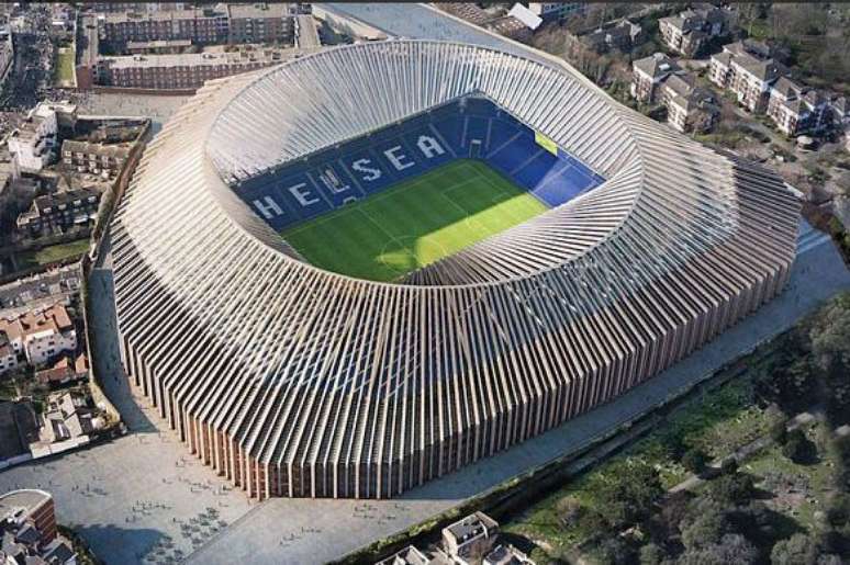 Projeto do novo Stamford Bridge, com inauguração prevista para 2020