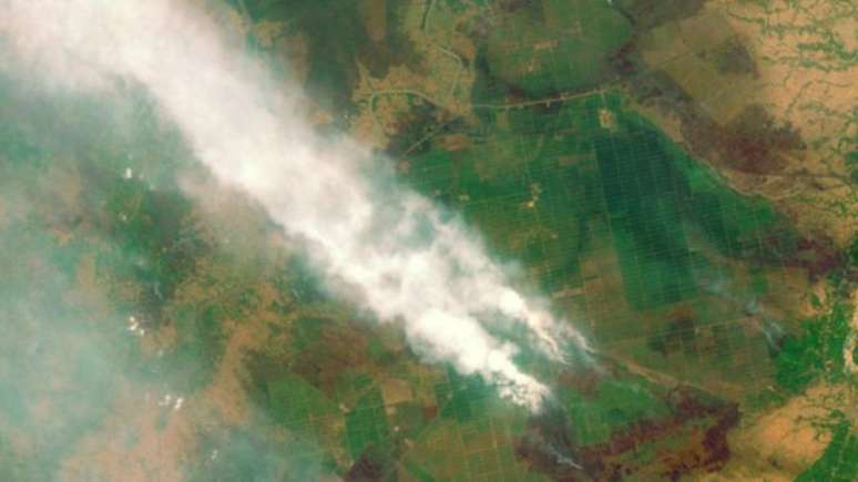 Incêndios florestais em Kalimantan, na Indonésia, responsáveis por problemas de poluição no Sudeste Asiático neste ano 