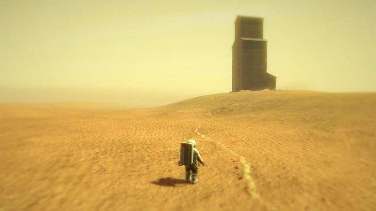 No game, você assume o papel de um astronauta e precisa explorar um planeta aparentemente sem vida 