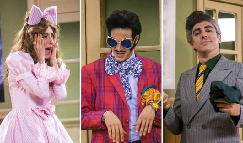 Dona Bela (Betty Gofman), Z&eacute; Bonitinho (Mateus Solano) e Rolando Lero (Marcelo Adnet). (Fotos: Tata Barreto e Paulo Belote/TV Globo)