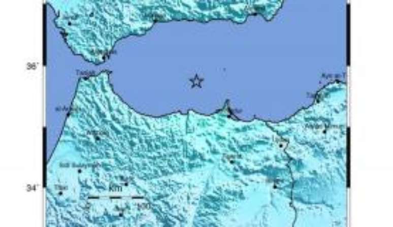 Comunicado divulgado pelo US Geological Survey mostra a localização do terremoto de magnitude 6,1 no Mar Mediterrâneo, entre a Espanha e o Marrocos