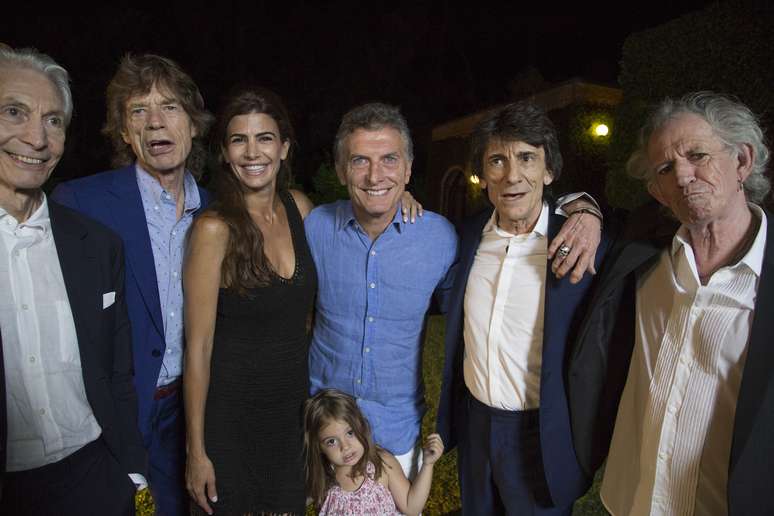 Os Stones com o casal Macri
