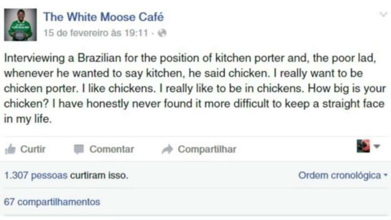 Alvo de piada por erro de inglês, brasileiro é contratado por café na  Irlanda - BBC News Brasil