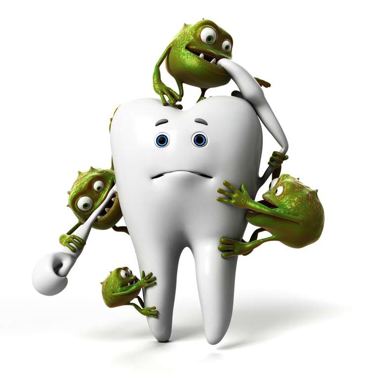 Tanto os alimentos doces quanto os ácidos atingem diretamente o dente, deixam a saliva ácida, podem causar cárie e problemas gengivais