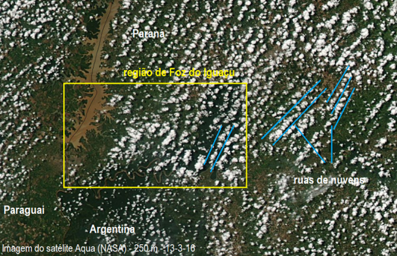 Nesta outra imagem capturada à 250 m da superfície, é possível perceber o espaçamento regular entre as ruas de nuvens