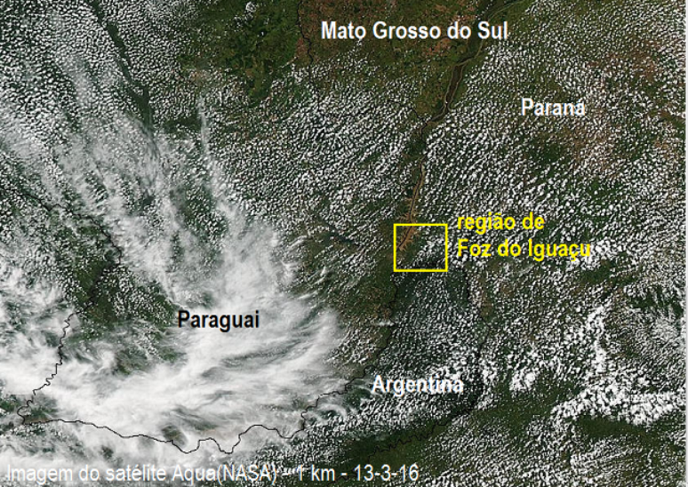 Esta imagem do satélite Aqua (Nasa)  foi capturada a 1 km da superfície.