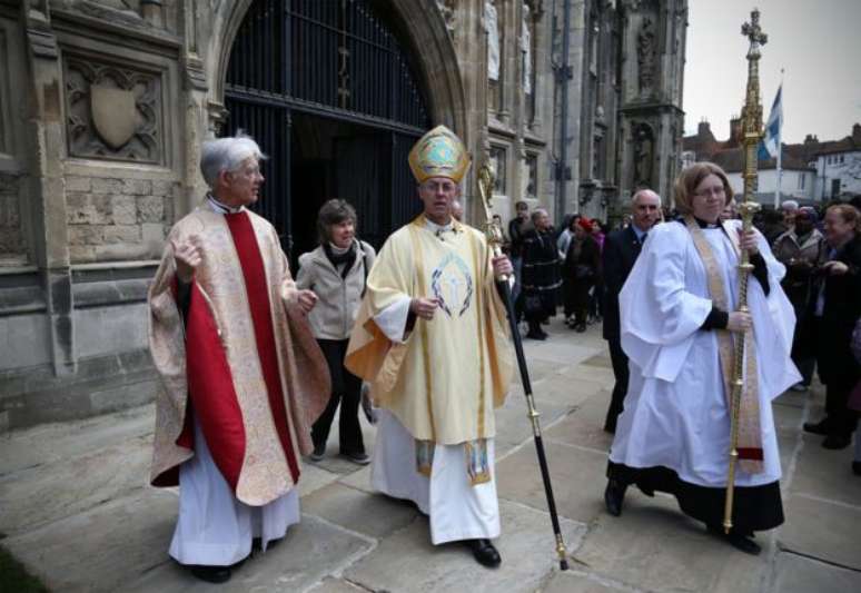 Justin Welby, arcebispo da Cantuária, durante a missa de Páscoa em 5 de abril de 2015