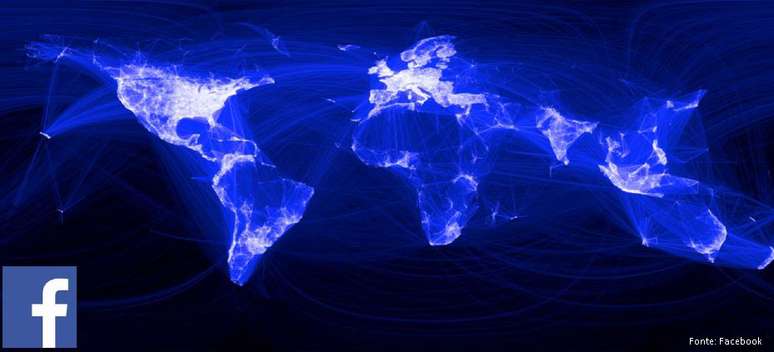 O mapa mostra os dados de amigos conectados pelo Facebook.
