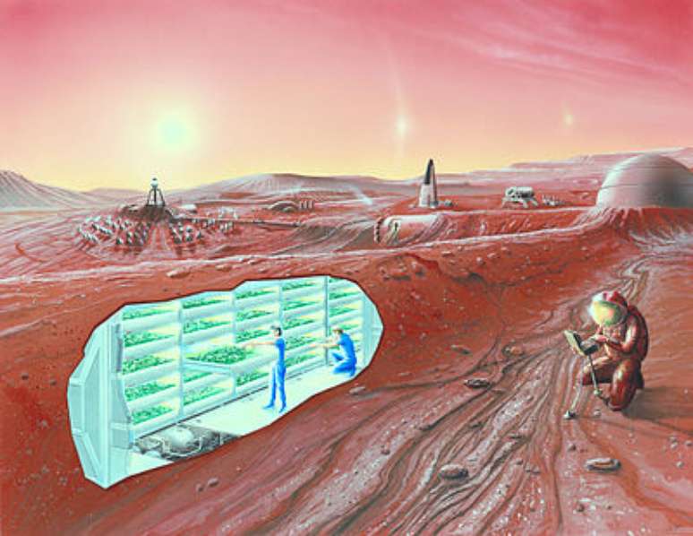 Ilustração põe homem em Marte