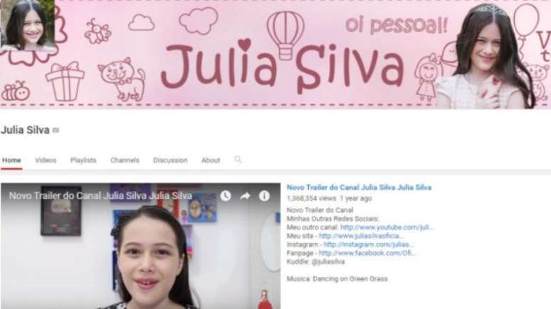 Julia Silva, de 10 anos, dona do canal do Youtube de mesmo nome, está no ar há 4 anos.