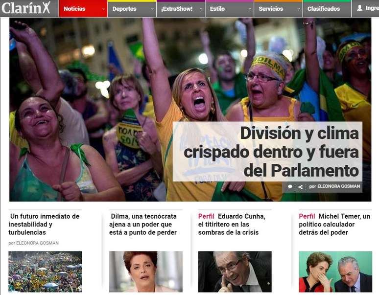 O Clarín, da Argentina, classifica a votação de expressiva 