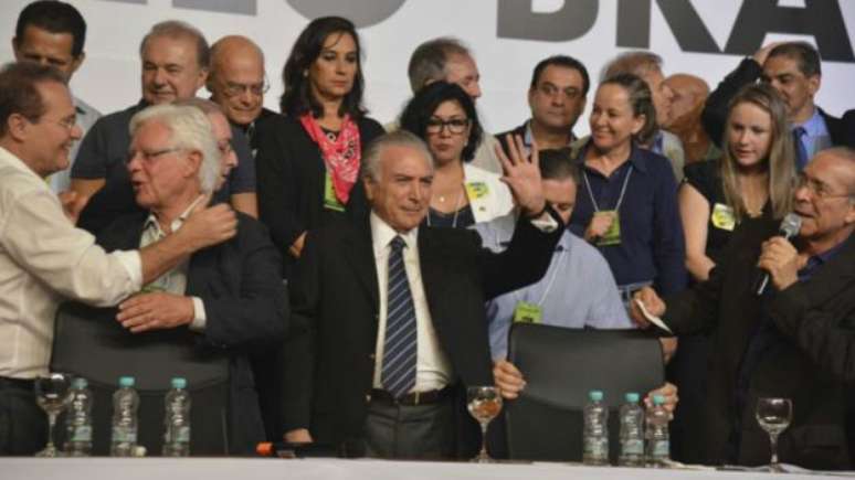 Temer na convenção do PMDB em março que o reconduziu à presidência do partido; vice-presidente administra há 15 anos os diversos interesses regionais do maior partido do Brasil