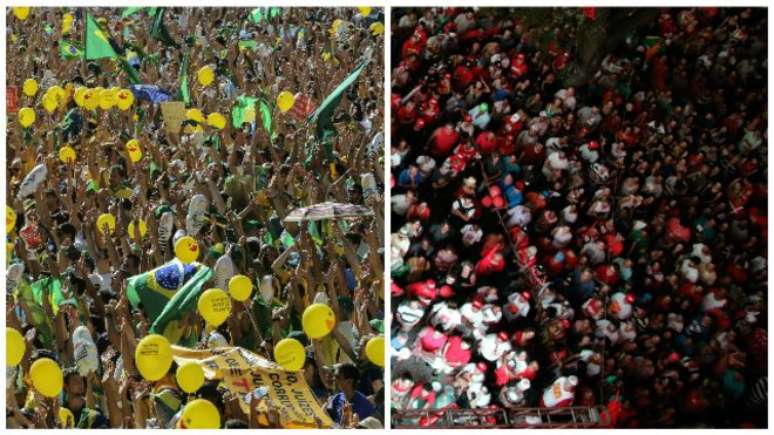 Enquanto Anhangabaú estava tomado pelo vermelho, Paulista vestia-se de verde e amarelo