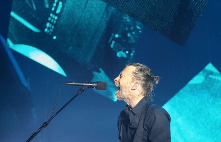 Thom Yorke, do Radiohead, durante show em Sydney, Austrália. 
