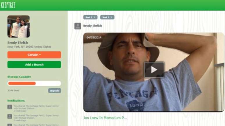 O servi&ccedil;o Keeptree permite armazenamento de mensagens de v&iacute;deo 