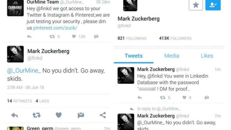 Engadget postou uma foto de suposto ataque de hackers a conta de Zuckerberg 