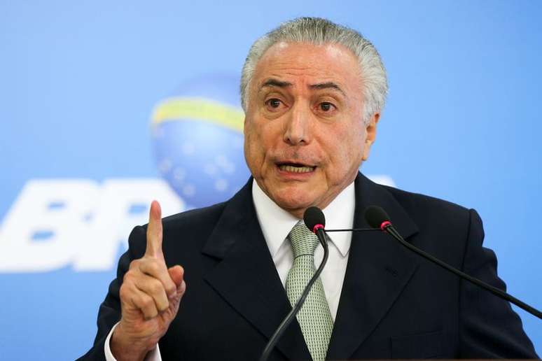 O Presidente interino Michel Temer faz pronunciamento no Palácio do Planalto