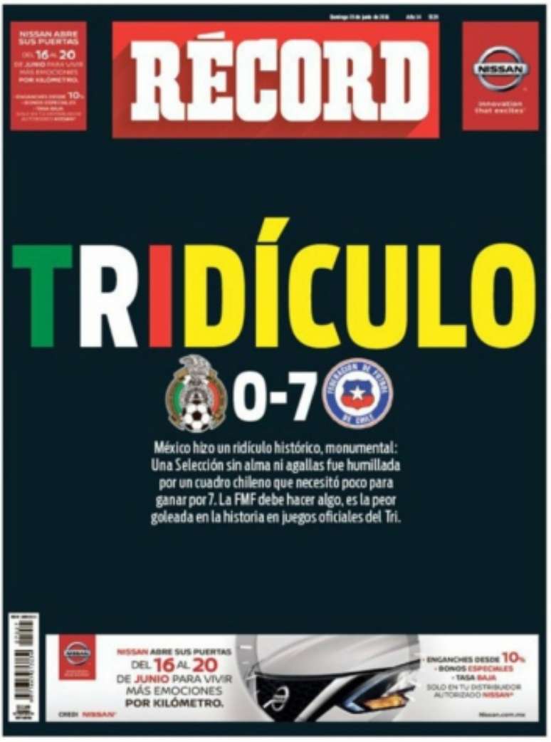 
                        
                        
                    Jornal Mexicano critica derrota da seleção (Divulgação)