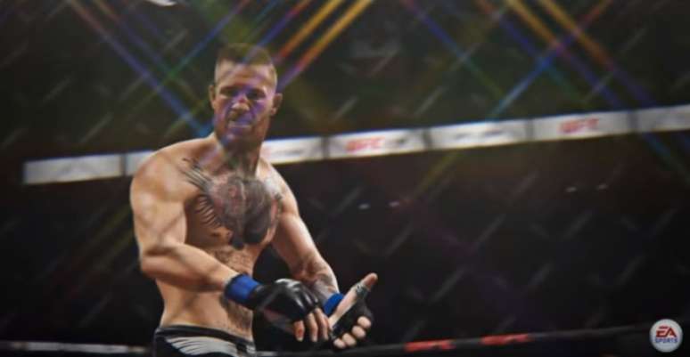 Conor McGregor comemorando vitória em novo game do UFC