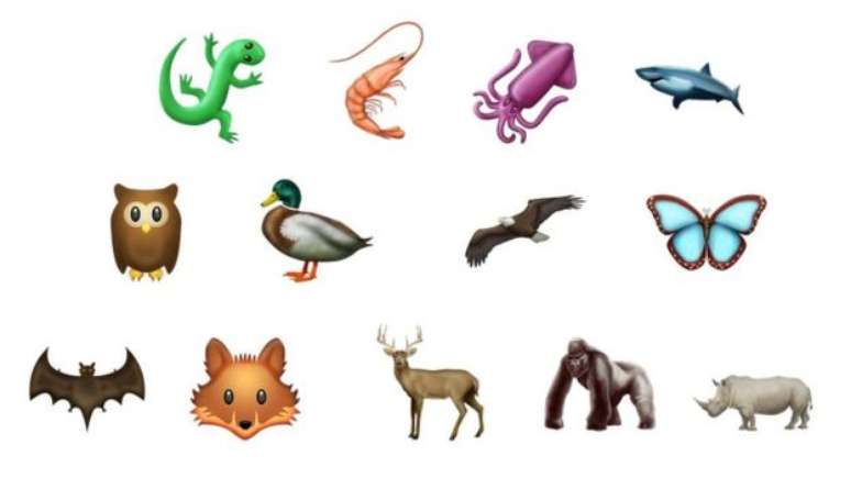 Na categoria natureza, foram incluídos emojis de animais como coruja, morcego e tubarão