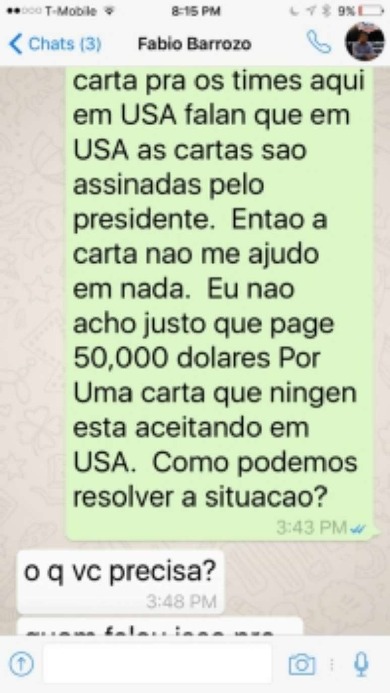 Caso Alyson - Conversa entre empresário e dirigentes