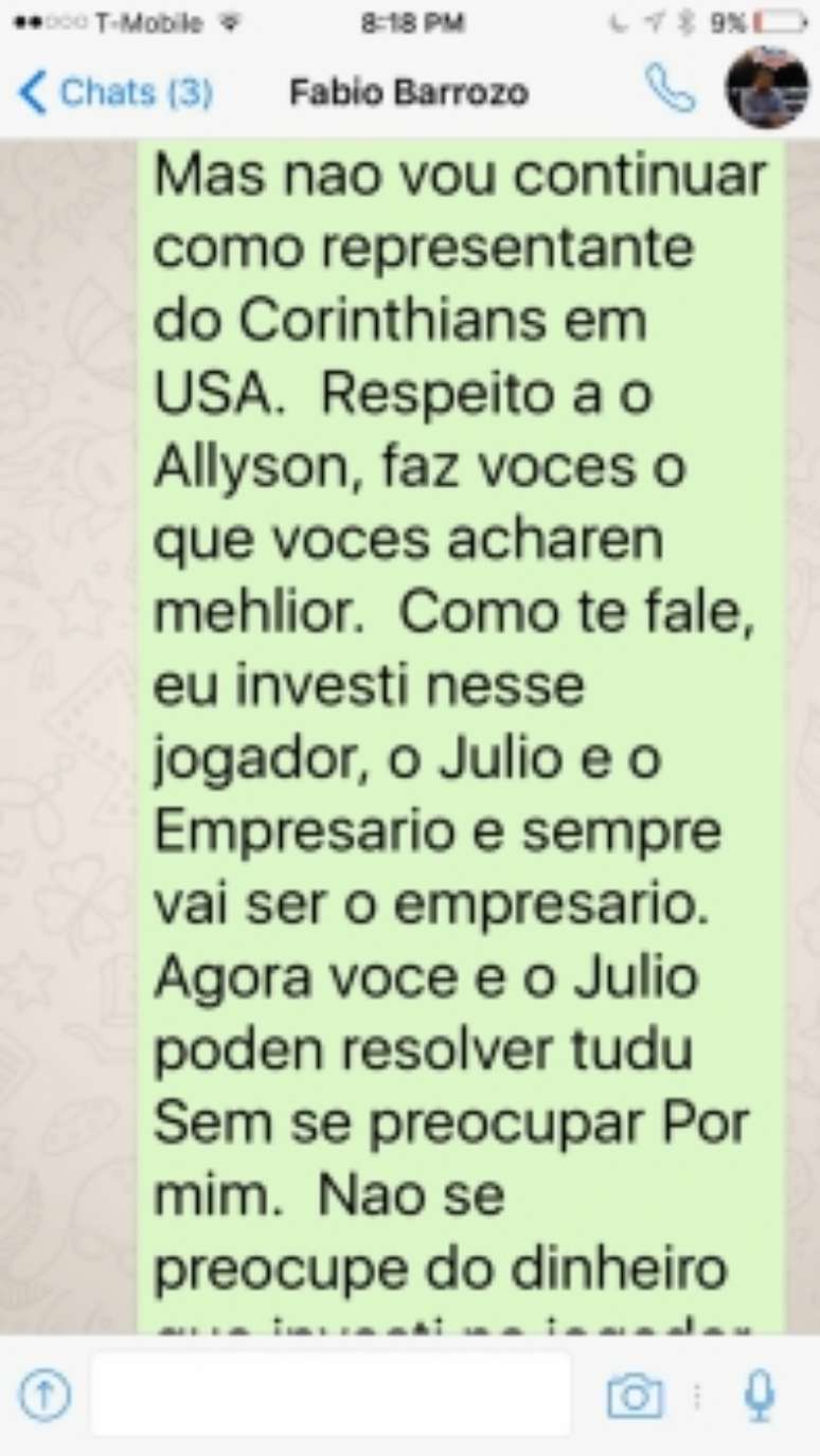 Caso Alyson - Conversa entre empresário e dirigentes