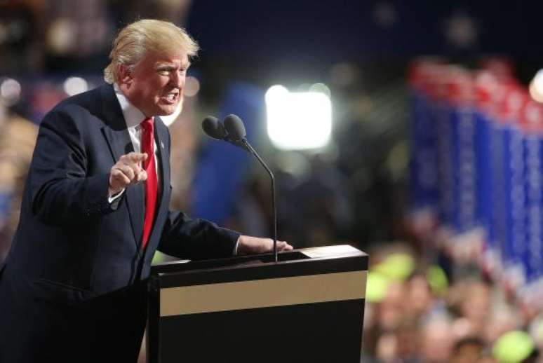 Donald Trump discursa no encerramento da convenção do Partido Republicano em Cleveland