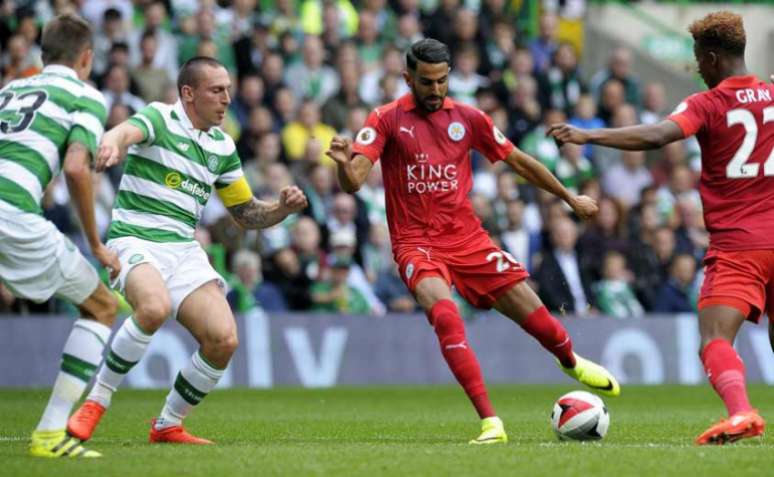 Mahrez fez uma pintura diante do Celtic, no último sábado (Foto: Andy Buchanan / AFP)