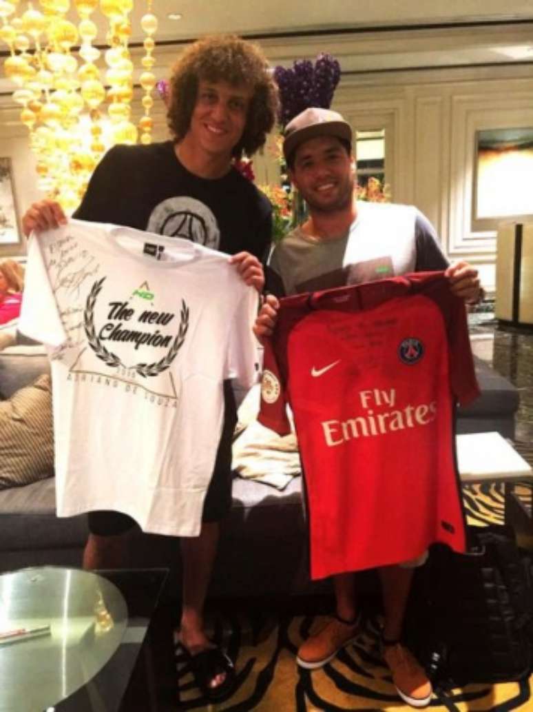 David Luiz e Mineirinho se encontraram em Los Angeles (Foto: Divulgação)